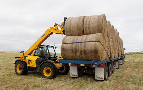 JCB Telehandler Loading Bales